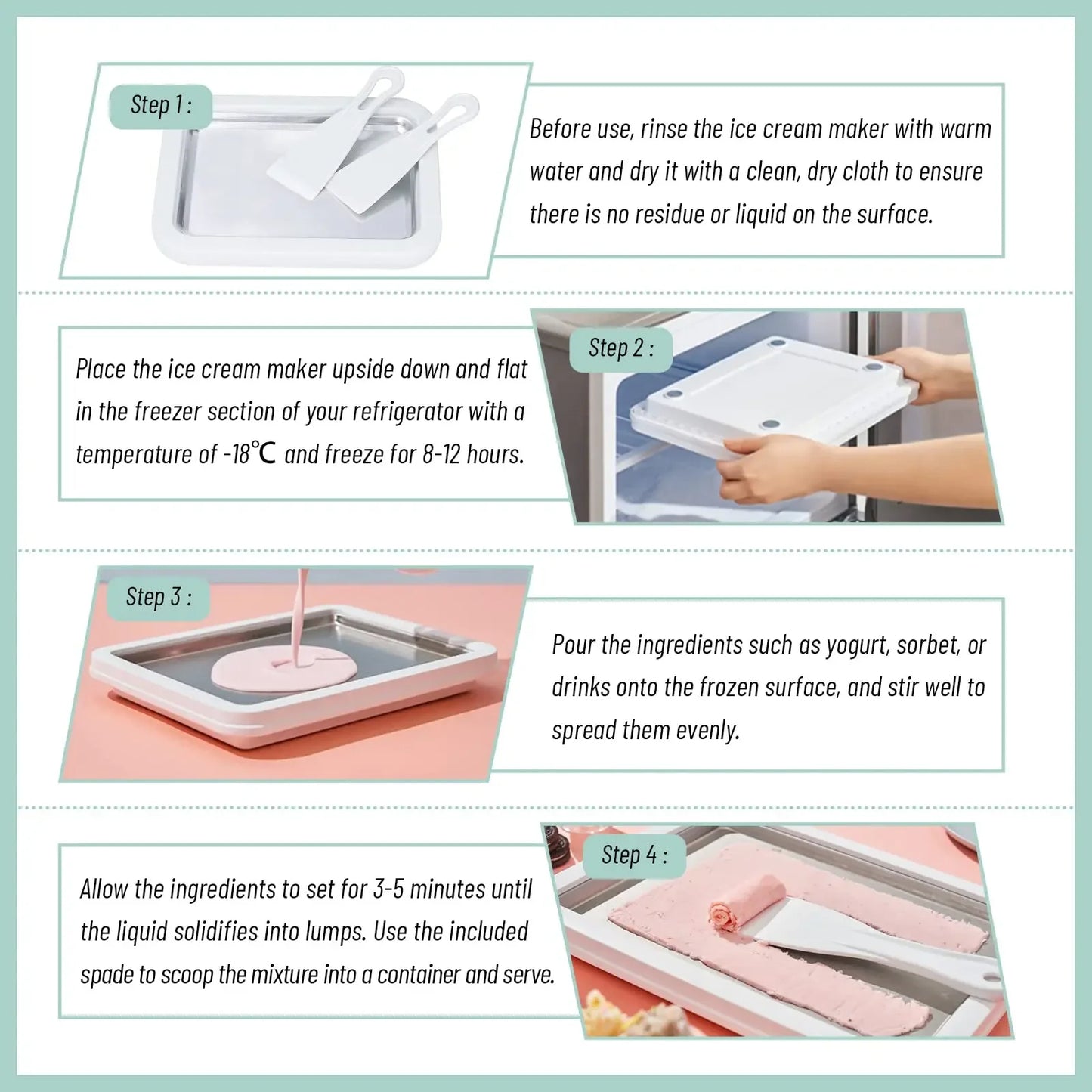 Ice Cream Maker Pan - DIY Rolled Ice Cream & Frozen Yogurt Tool
