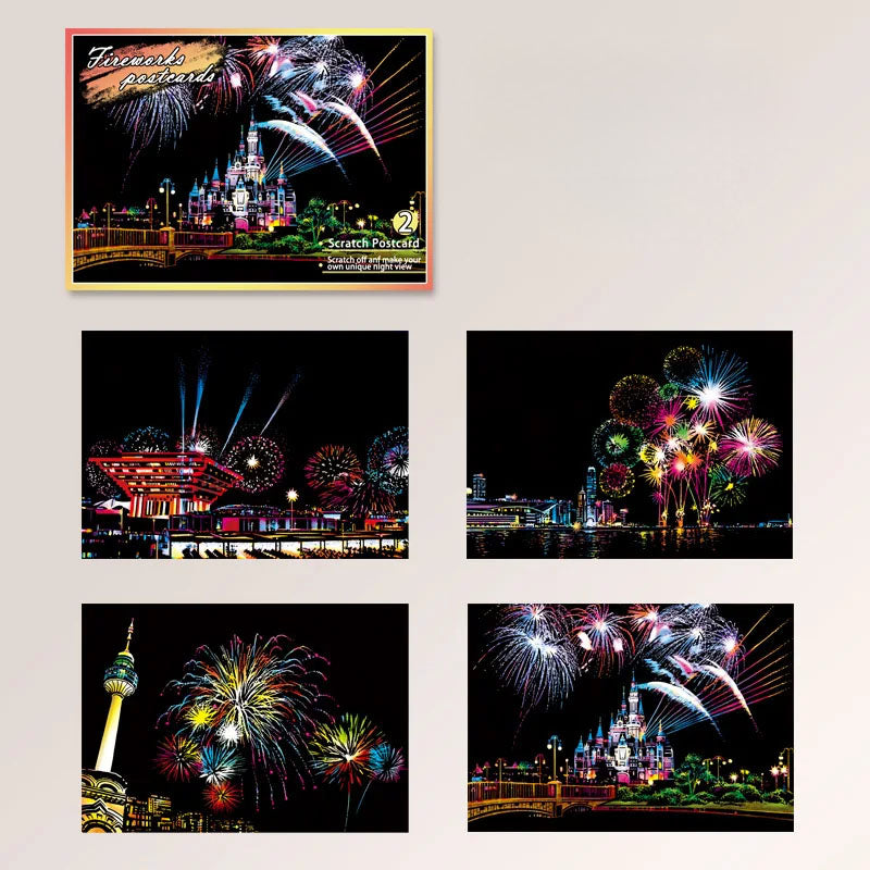 DIY Night Scene Scratch Art - 4-Piece City Landscape Set