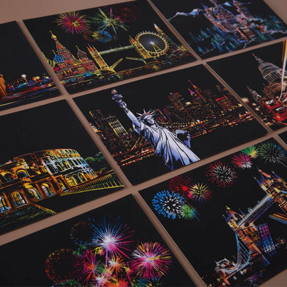 DIY Night Scene Scratch Art - 4-Piece City Landscape Set