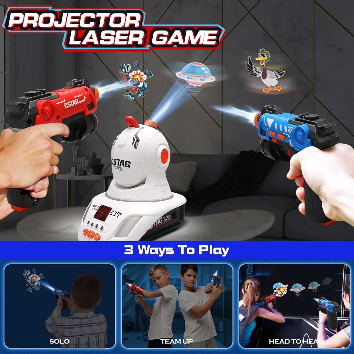 Projector Shooting Game - Interactive Arcade Toy with Duck, Dinosaur & UFO Modes