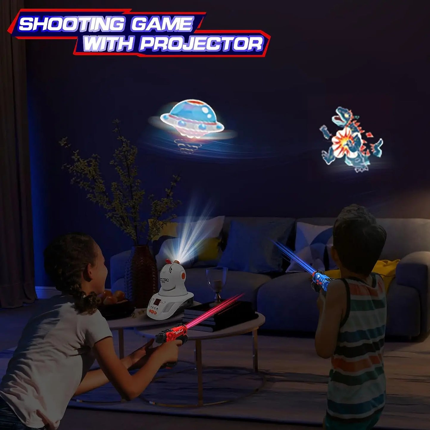 Projector Shooting Game - Interactive Arcade Toy with Duck, Dinosaur & UFO Modes