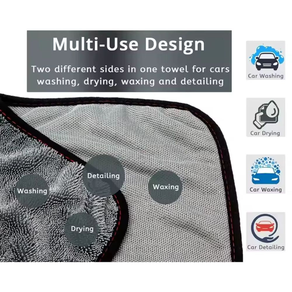 1200GSM Microfiber Twist Car Wash Towel - Scratch-Free Cleaning