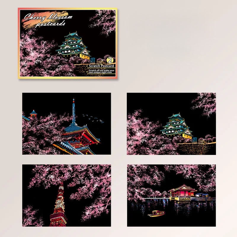 DIY Night Scene Scratch Art - 4-Piece City Landscape Set